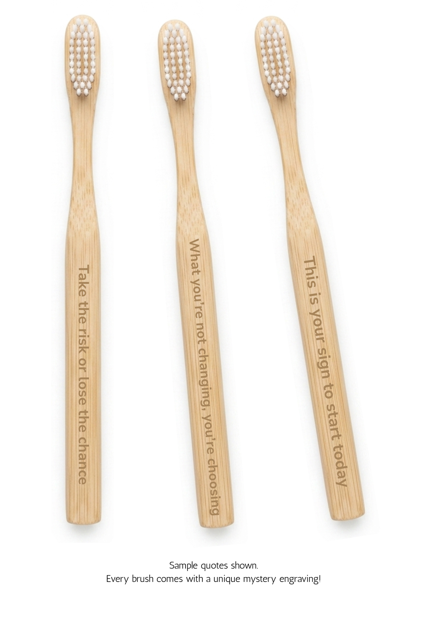 Bamboo Toothbrush with Engraved Daily Intentions (2-pack)